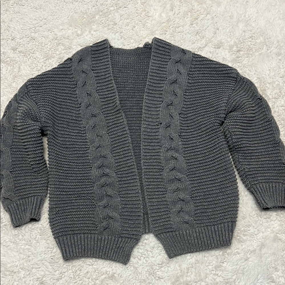 Cozy Gray Cable Knit Sweater
